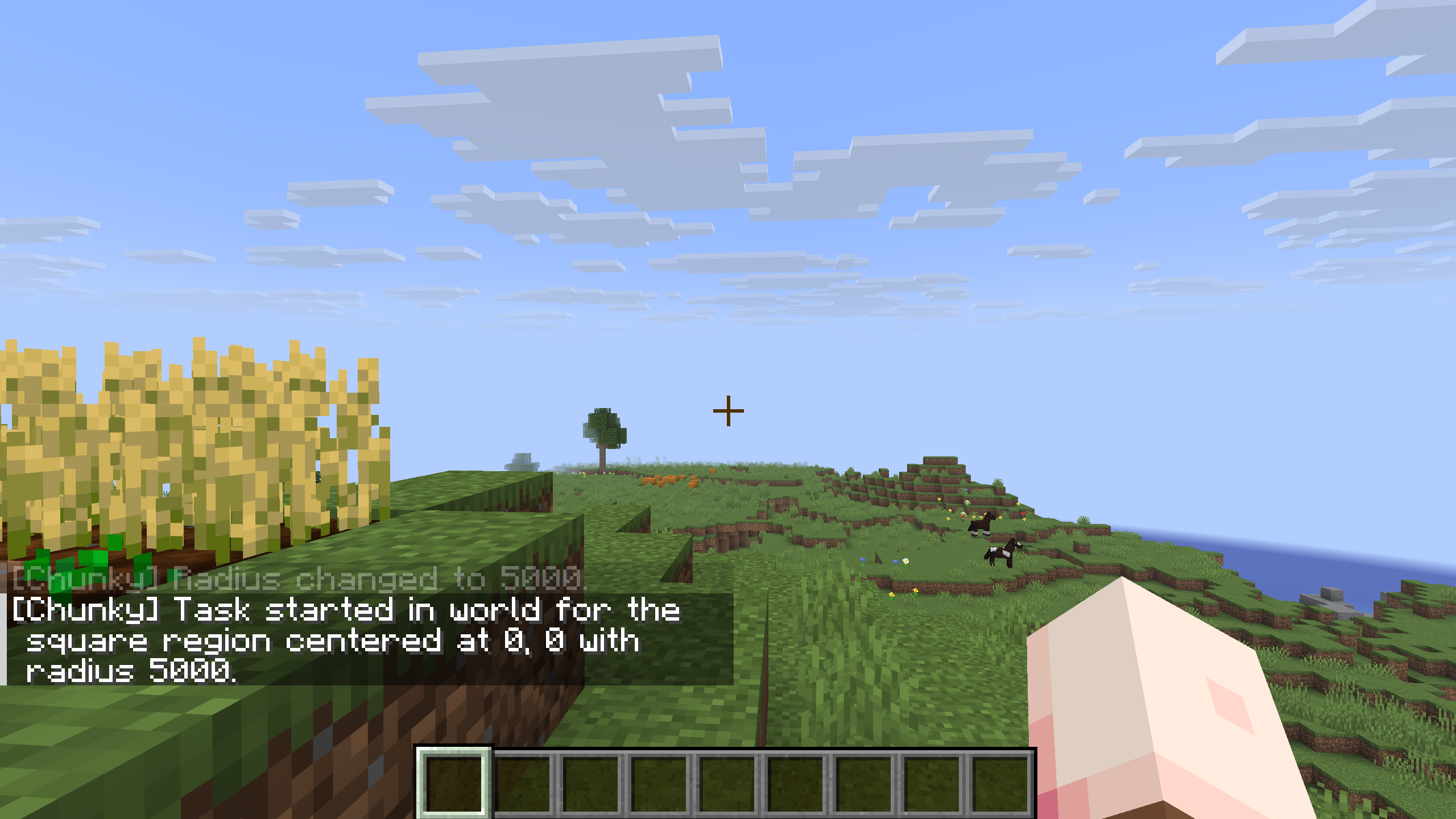 การใช้คำสั่ง chunky start เริ่มสร้างแมพ Minecraft